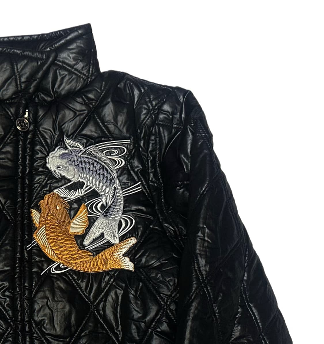 JPN Vintage 자수백로고 블랙퀄팅패딩 M 상품이미지3