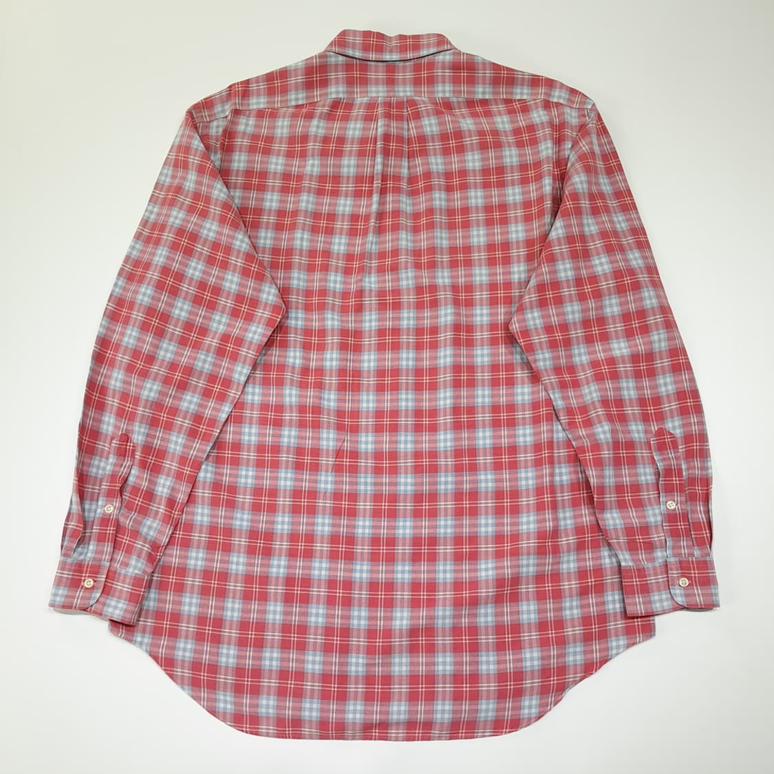 CL927 L 폴로 90s 버튼다운 빈티지 레드 마드라스 체크 셔츠 남 상품이미지6