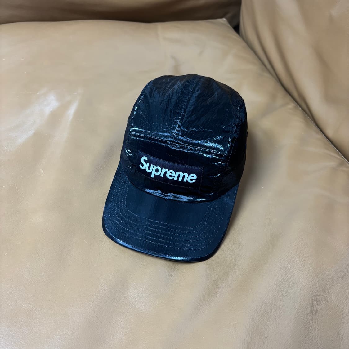 슈프림 캠프캡 모자 박스로고 23fw 글로스 립스탑 블랙 상품이미지1