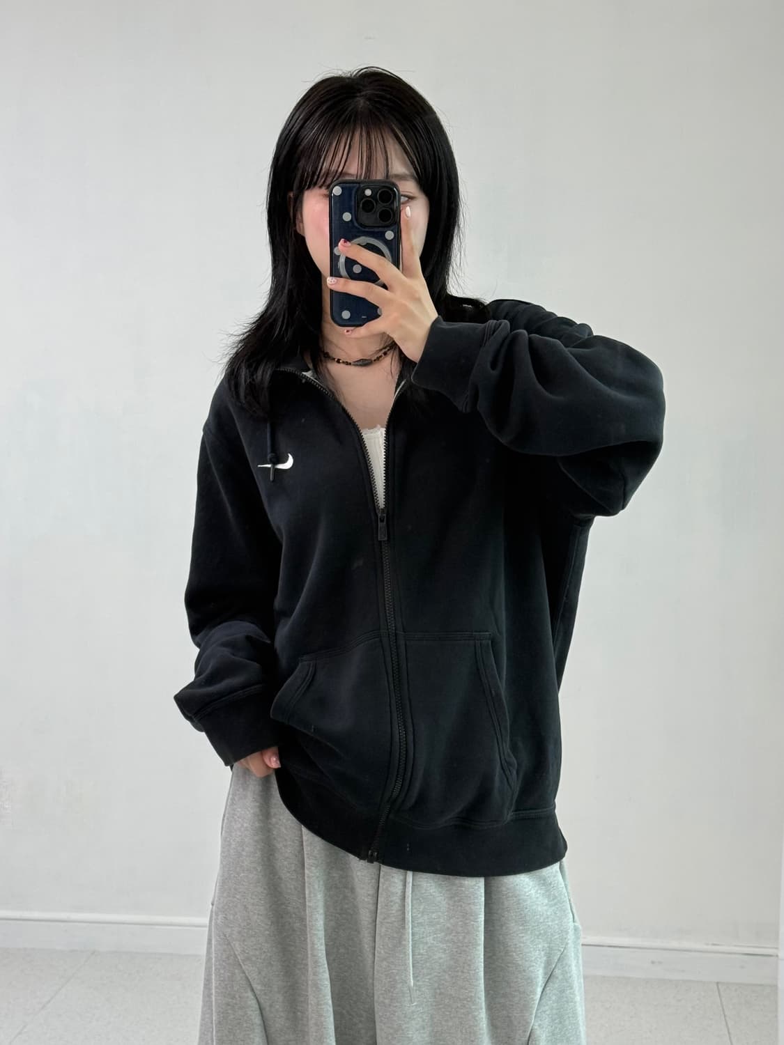 나이키 오버핏 블랙 후드집업 상품이미지1