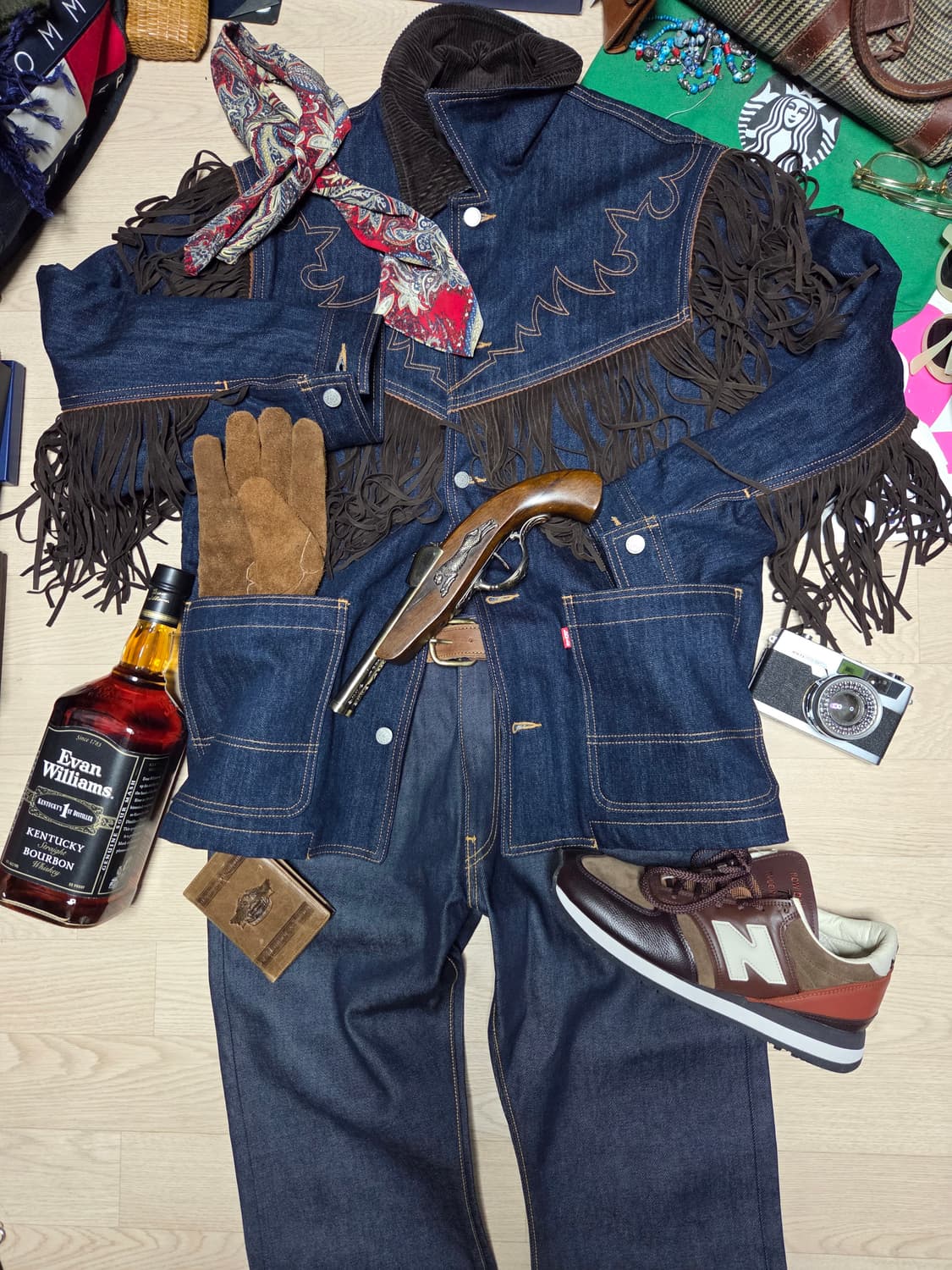 (새상품)겐조 x 리바이스 데님 자켓 카코트 웨스턴 청자켓 프린지 상품이미지4