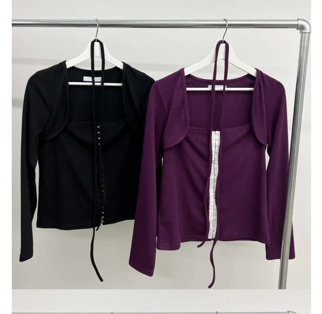 빅사이즈 보라색 코르셋티+타이 상품이미지7