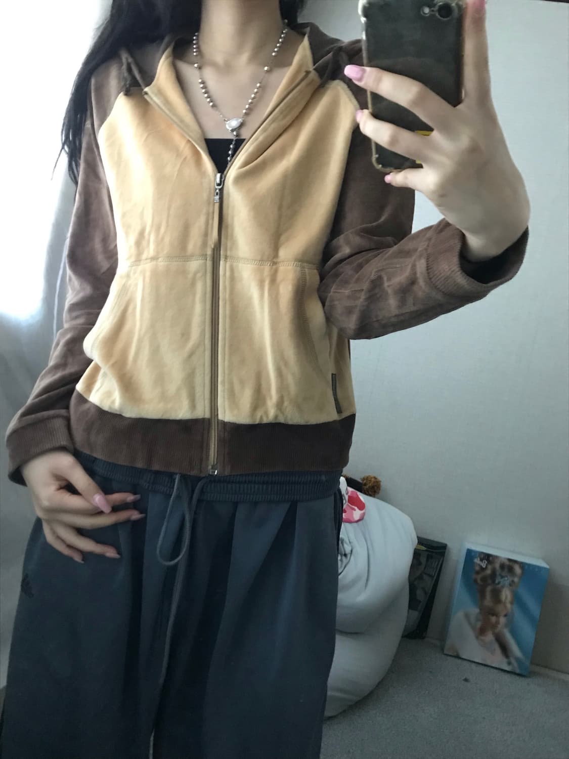 리복 브라운 나그랑 벨벳 후드집업 상품이미지7