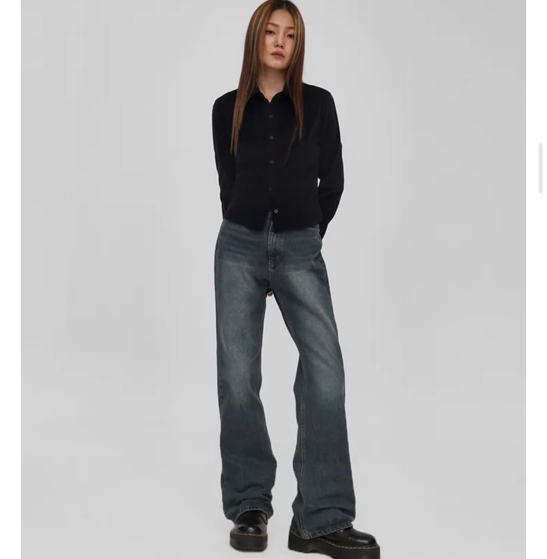 블랙업 부츠컷 데님팬츠 상품이미지2