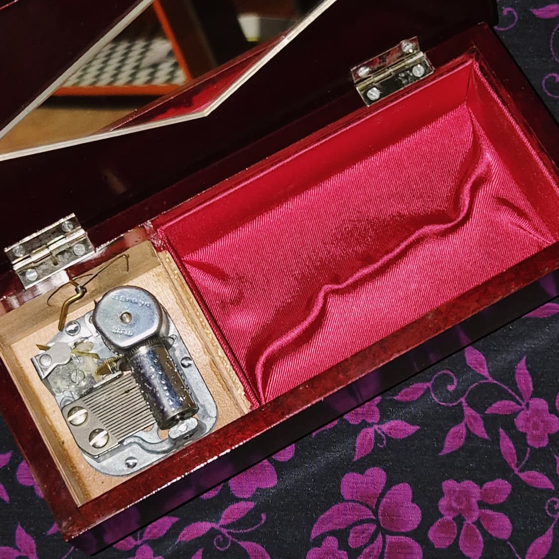 70s 일본 엔틱 카메오 우드 오르골 보석함 상품이미지9