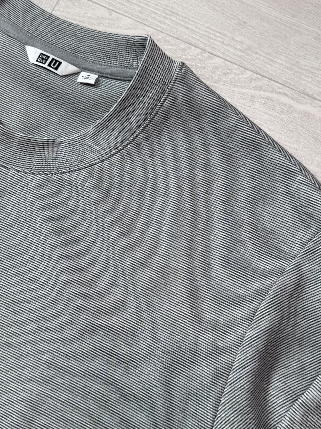 유니클로U 에어리즘 코튼스트라이프티 블랙, 화이트 M 상품이미지7