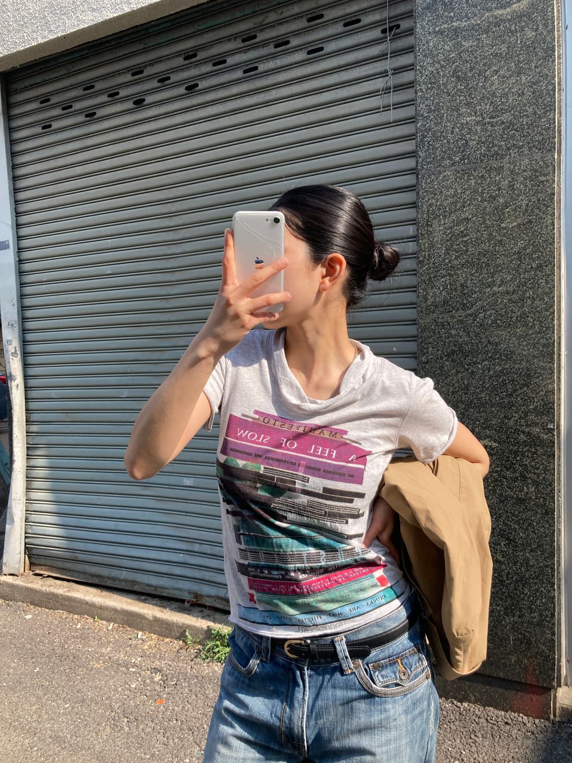 디젤 숄카라 반팔 시멘트그레이  상품이미지1