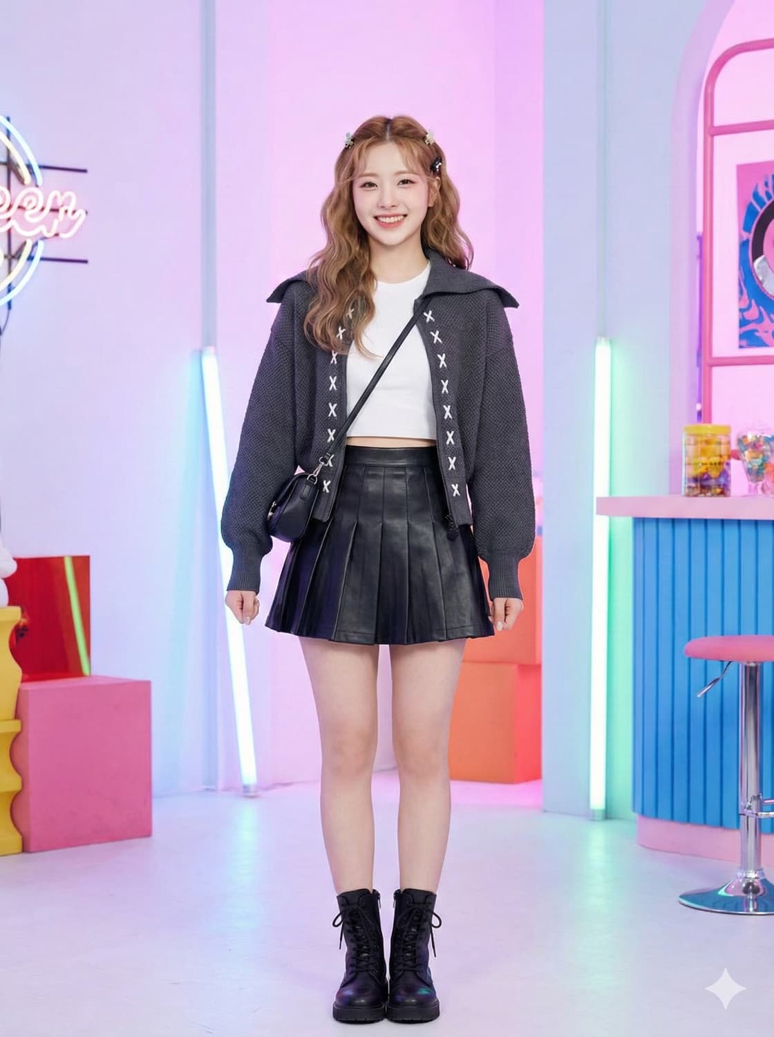 KUOSE 쿠오세 세일러 카라 스티치 니트 집업 상품이미지1