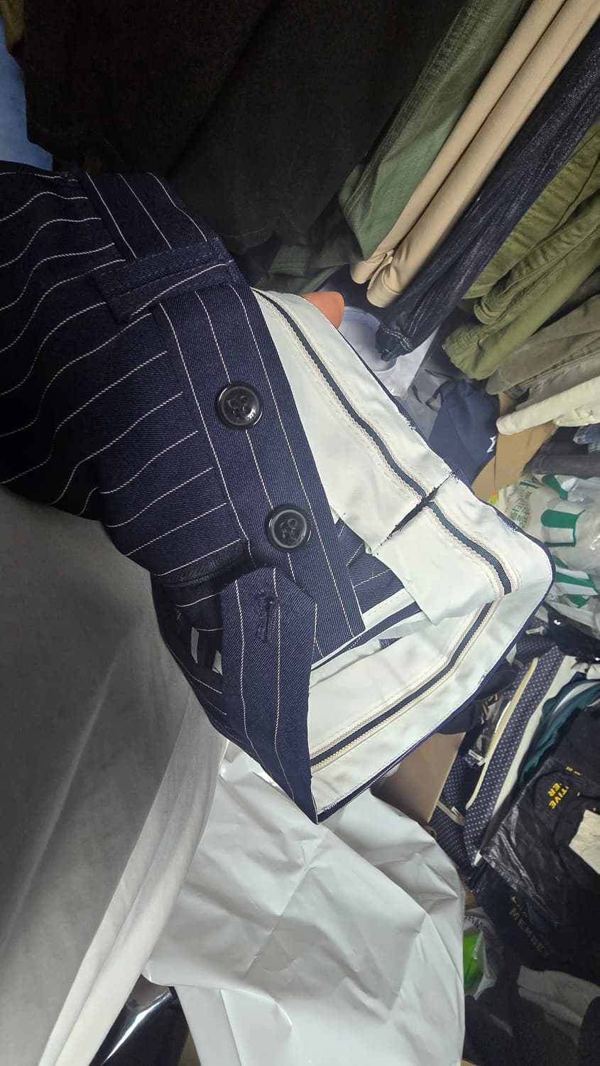 네이비 스트라이프 정장 셋업 100사이즈 상품이미지2