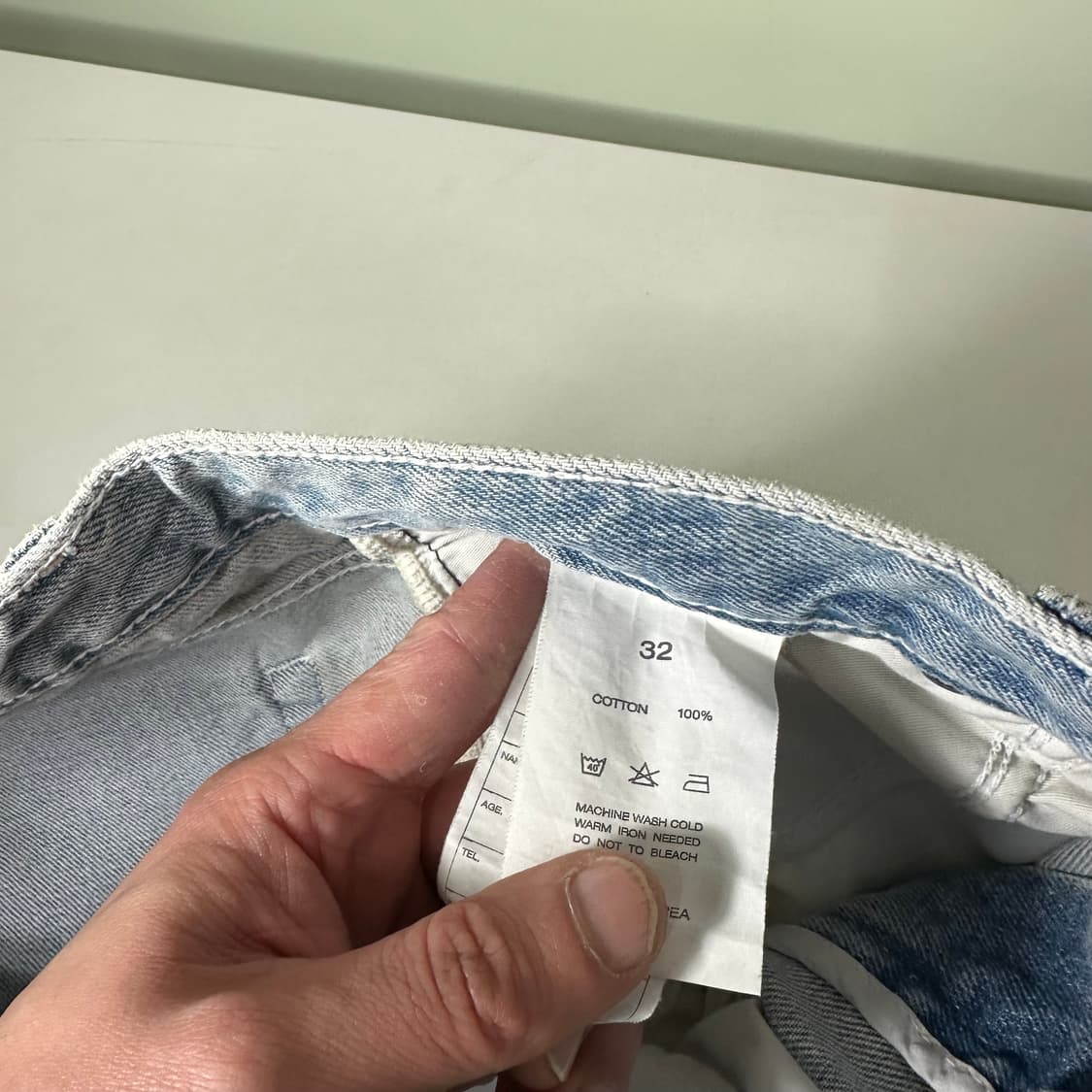 택달린새것 L 34 블렌디드 인스턴트데님 일자핏 연청워시드 데님팬츠 상품이미지3