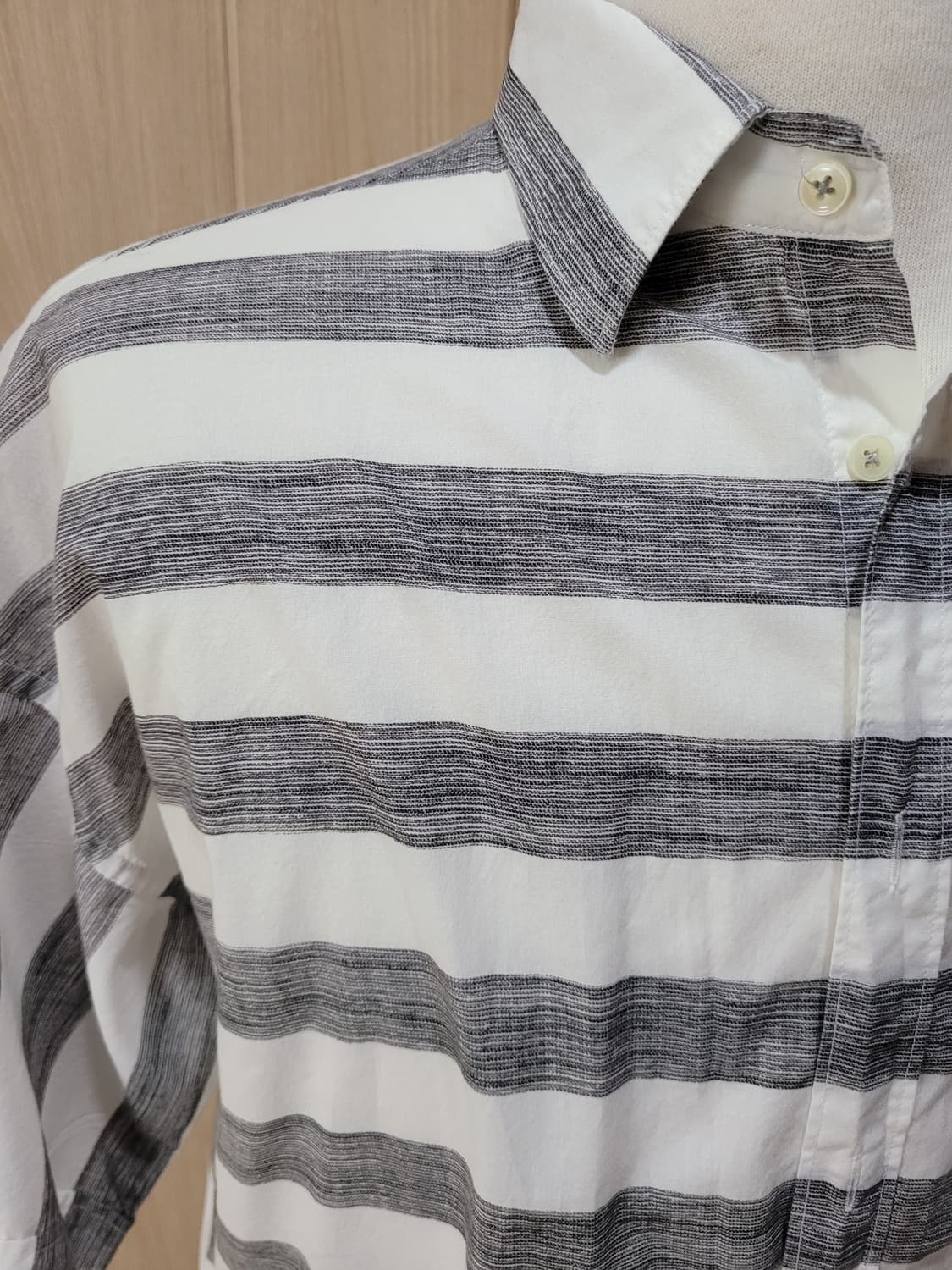 자라맨 ZARAMAN 스트라이프 반팔셔츠 120 화이트 상품이미지3