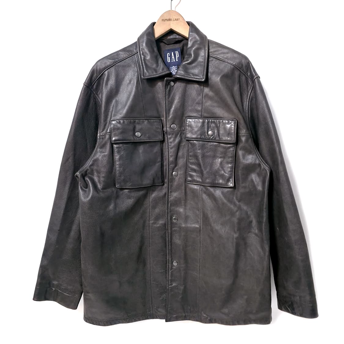 [XL] 90s 갭 레더 카 코트 다크 브라운 상품이미지1
