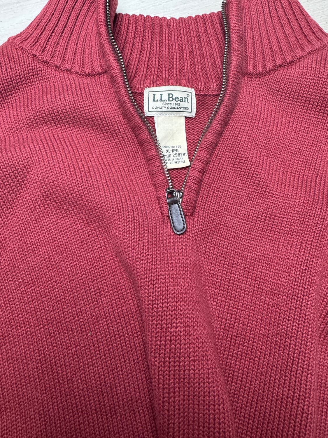 LLbean 빈티지 레드 반집업 니트 XL 상품이미지1