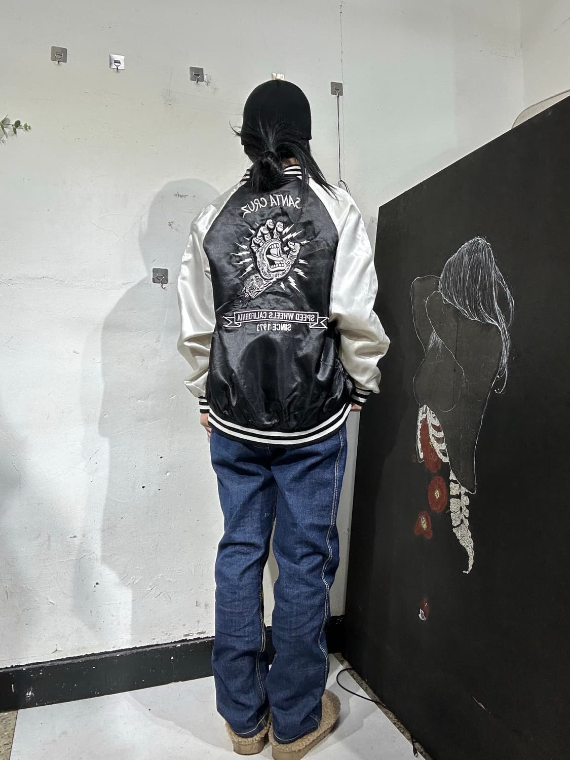 산타크루즈 y2k 손 자수 블랙 스카잔 L  상품이미지6