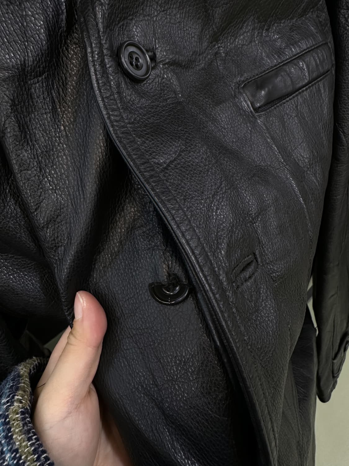 black leather half coat 상품이미지6