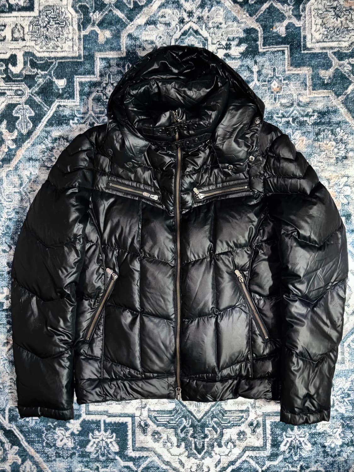 일본 빈티지 y2k 바이커 푸퍼 버클 경량 패딩 락시크 상품이미지3