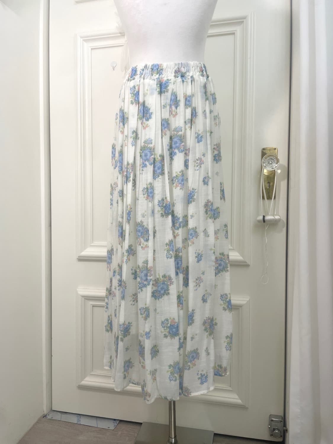 blue flower summer long banding skirt 상품이미지4
