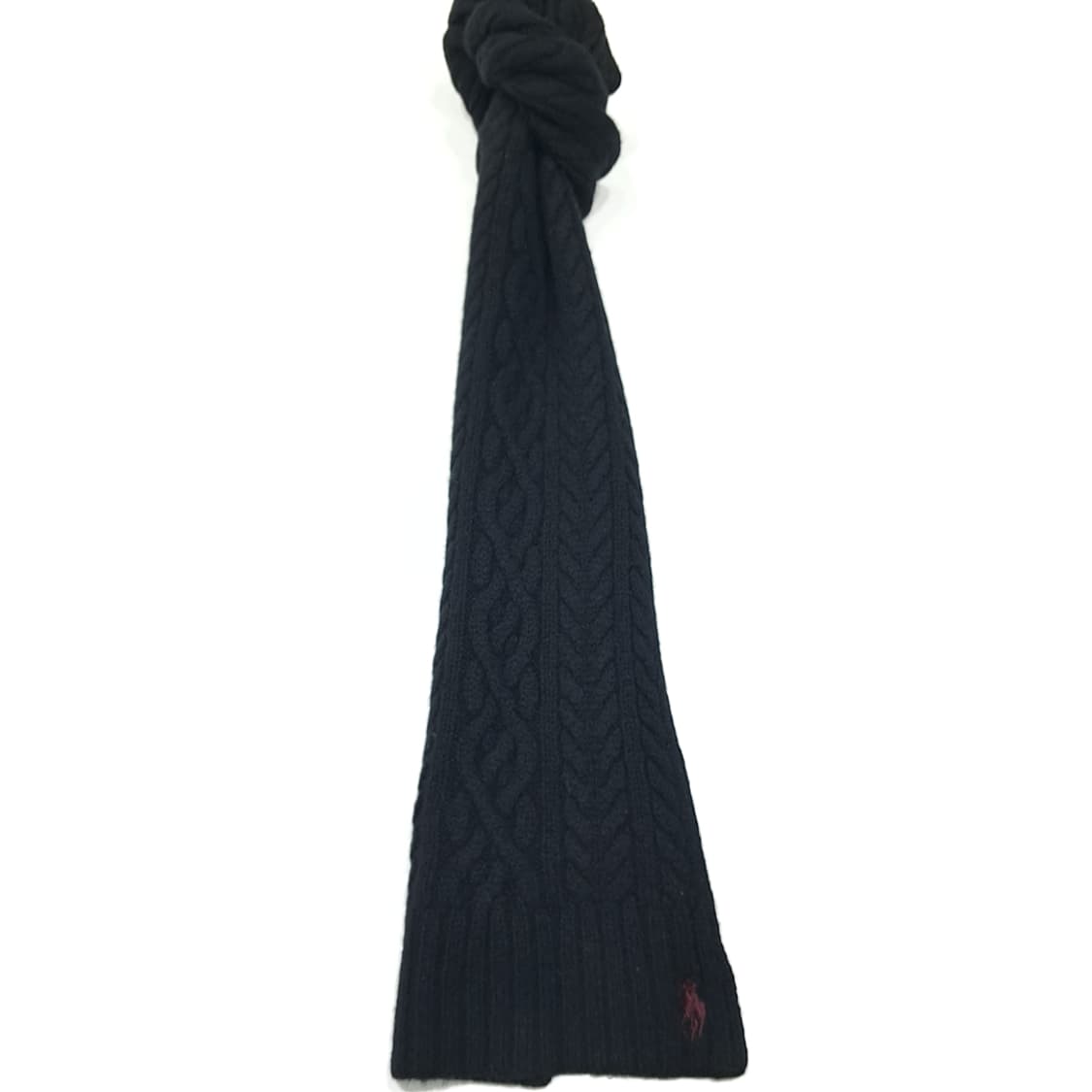 MX417 폴로 랄프로렌 블랙 100% 램스울 피셔맨 케이블 니트 머플 상품이미지3