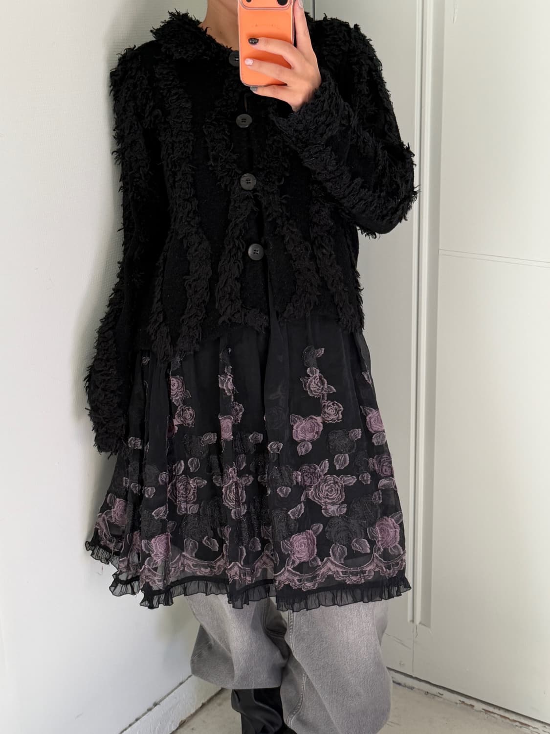 일본빈티지 연말룩 로즈 벨벳 원피스 상품이미지4