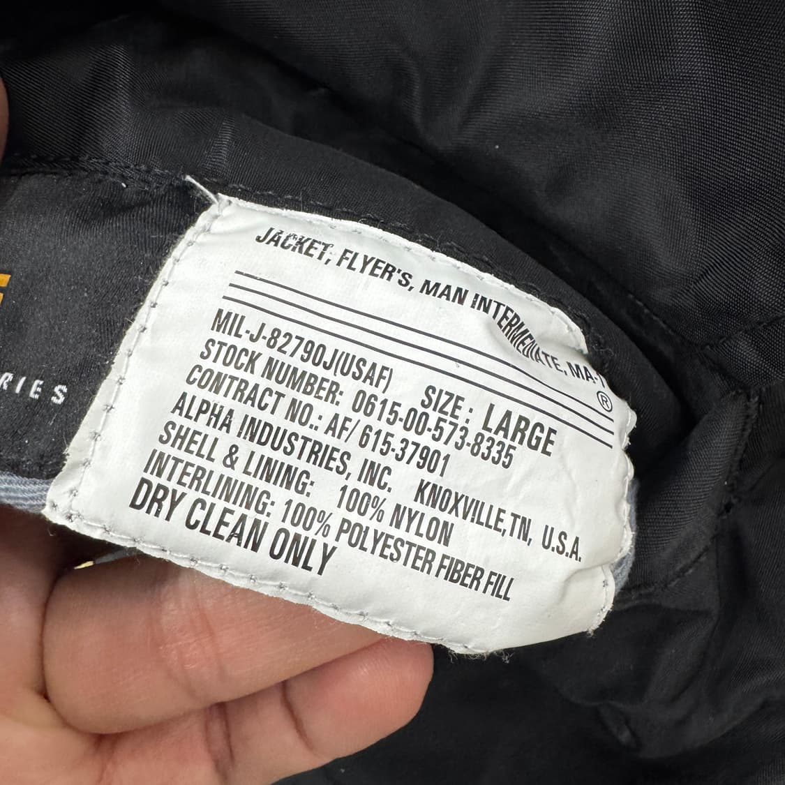 L 알파인더스트리 블랙 MA-1 레귤러핏 항공점퍼 자켓  상품이미지7