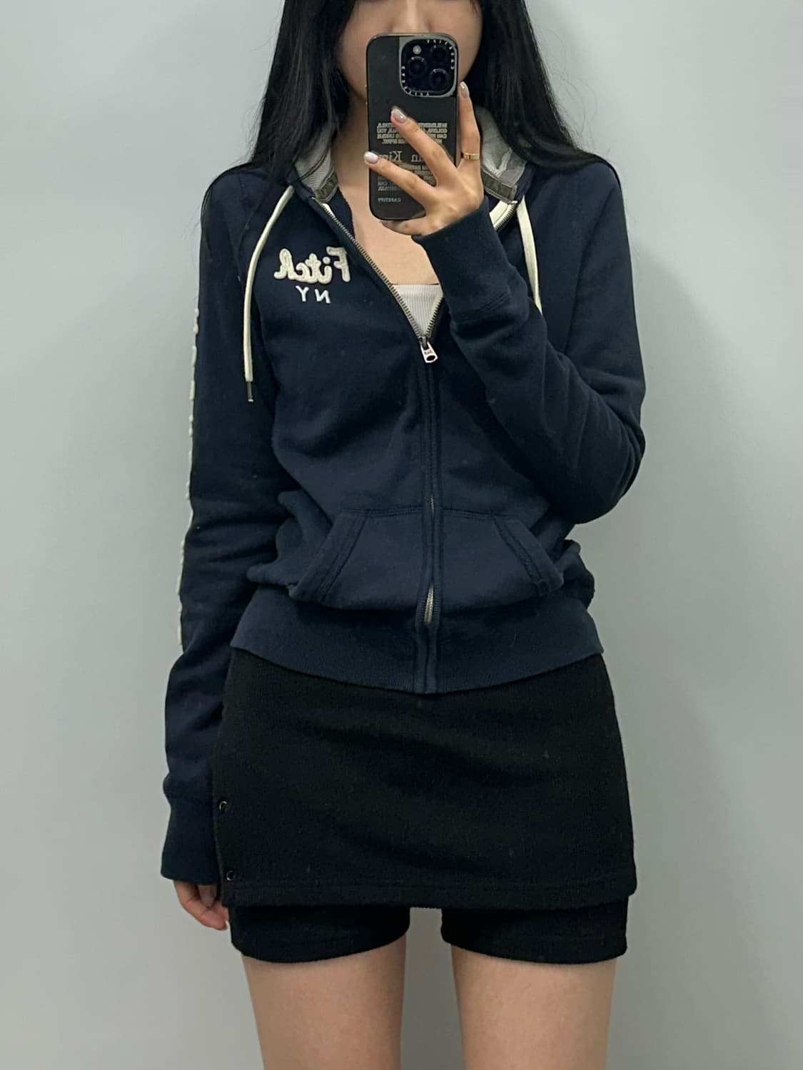 아베크롬비 y2k 와투케 딱붙 네이비 후드집업  상품이미지1