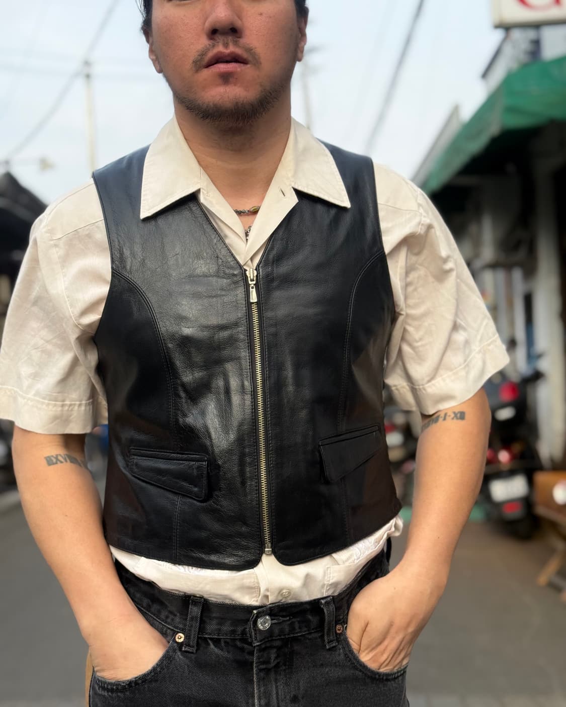 90-00‘s 아이웨이 카우하이드 베스트 XL 상품이미지7