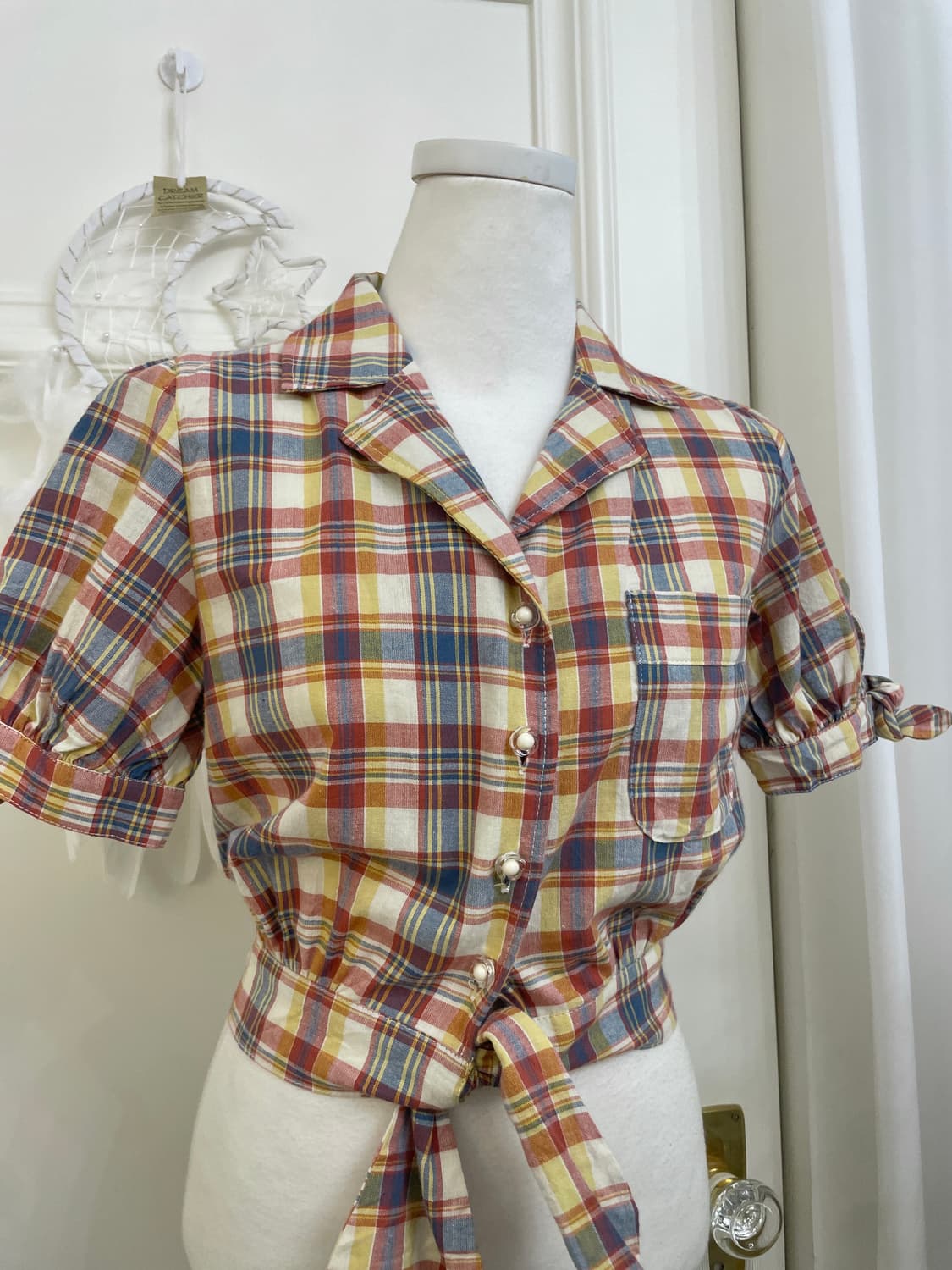 LIZ LISA red blue check bow point crop s 상품이미지4
