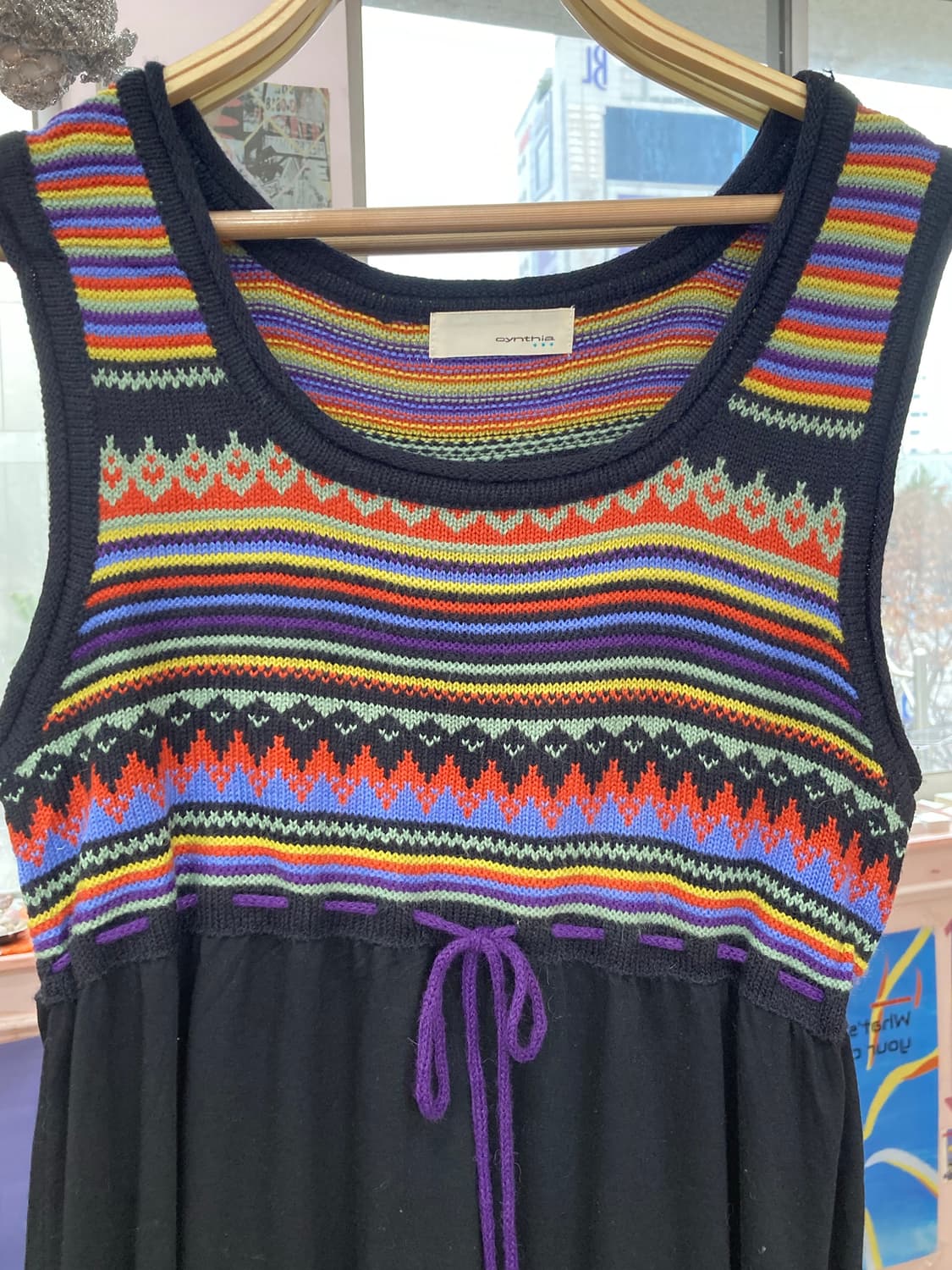 빈티지 패턴 레이어드 니트 슬리브리스 상품이미지3