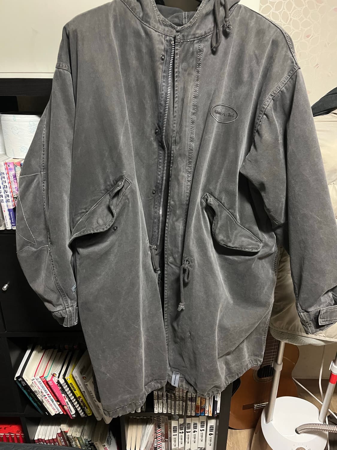 디네댓 명작 오버핏 야상 차콜 개파카 팔아용 상품이미지3