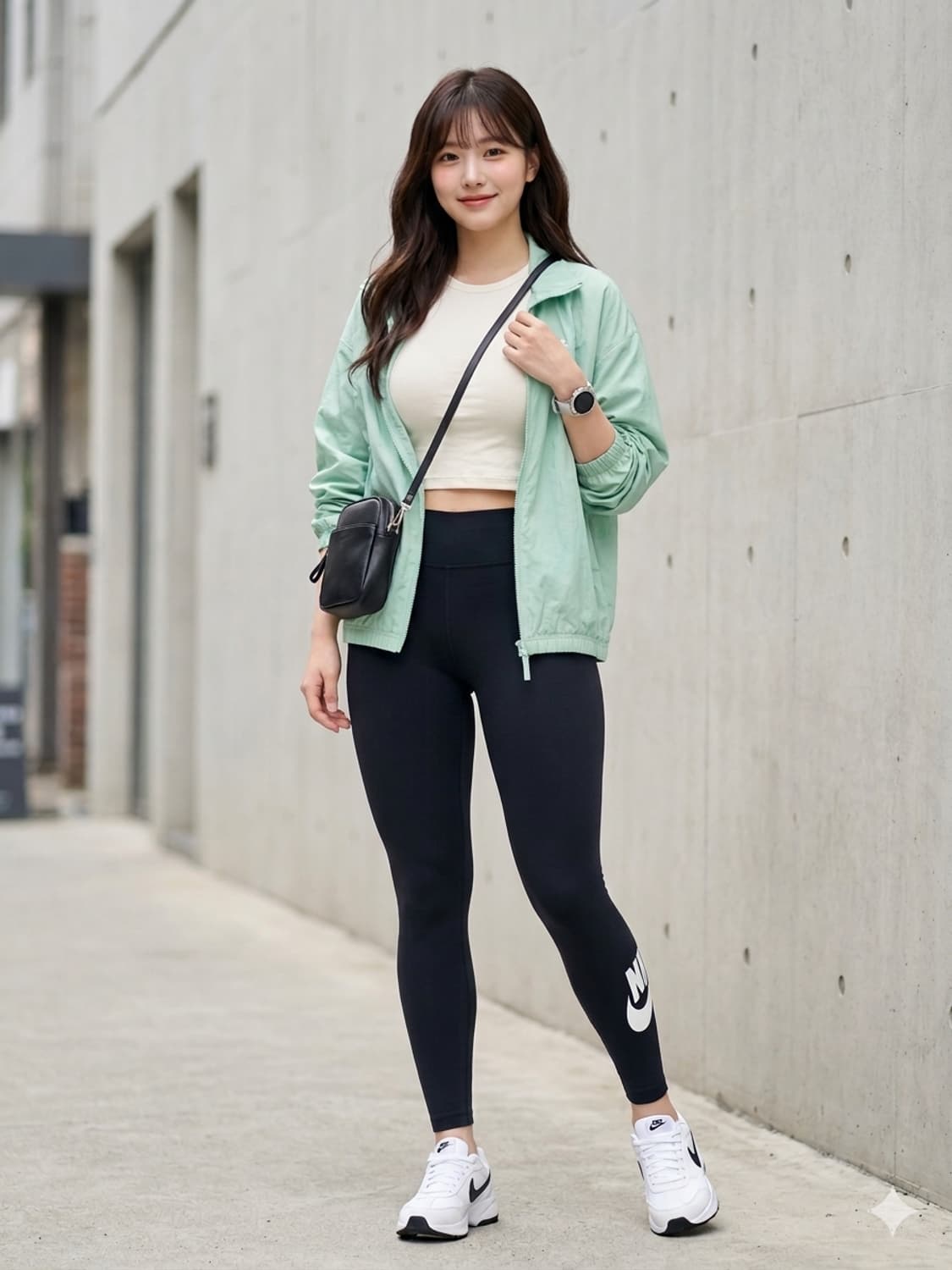 M(66). 나이키(NIKE) 스포츠웨어 빅로고 하이웨이스트 레깅스 블랙 상품이미지1