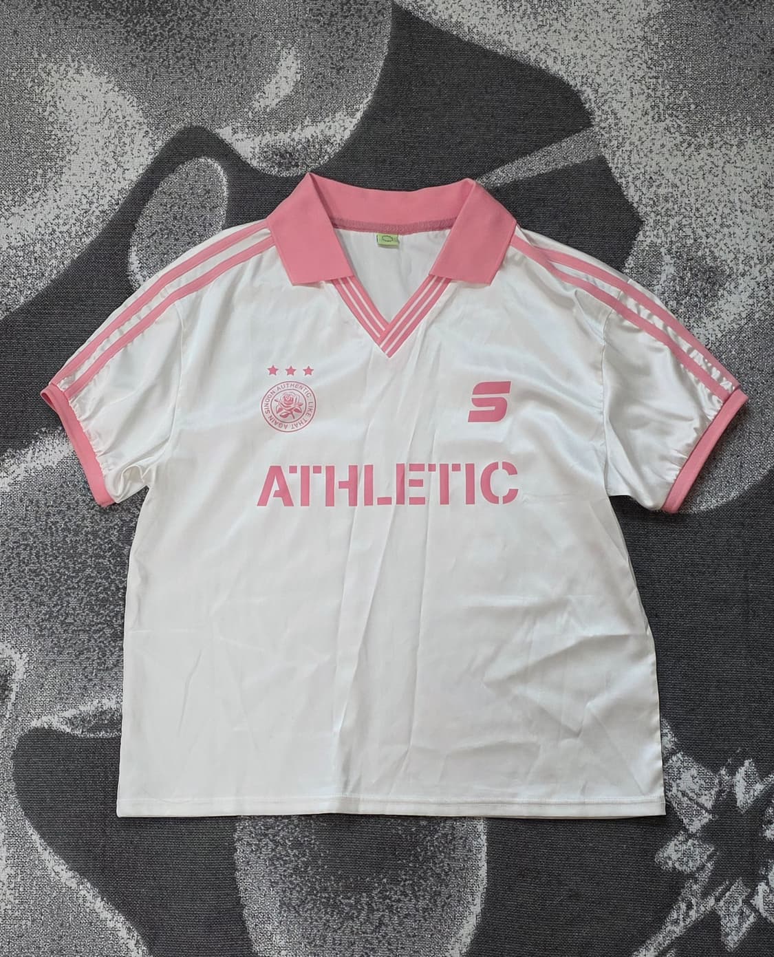 뉴진스) sinoon 시눈 스포티 트랙 하프 슬리브 셔츠 (베이비 핑크) 상품이미지2