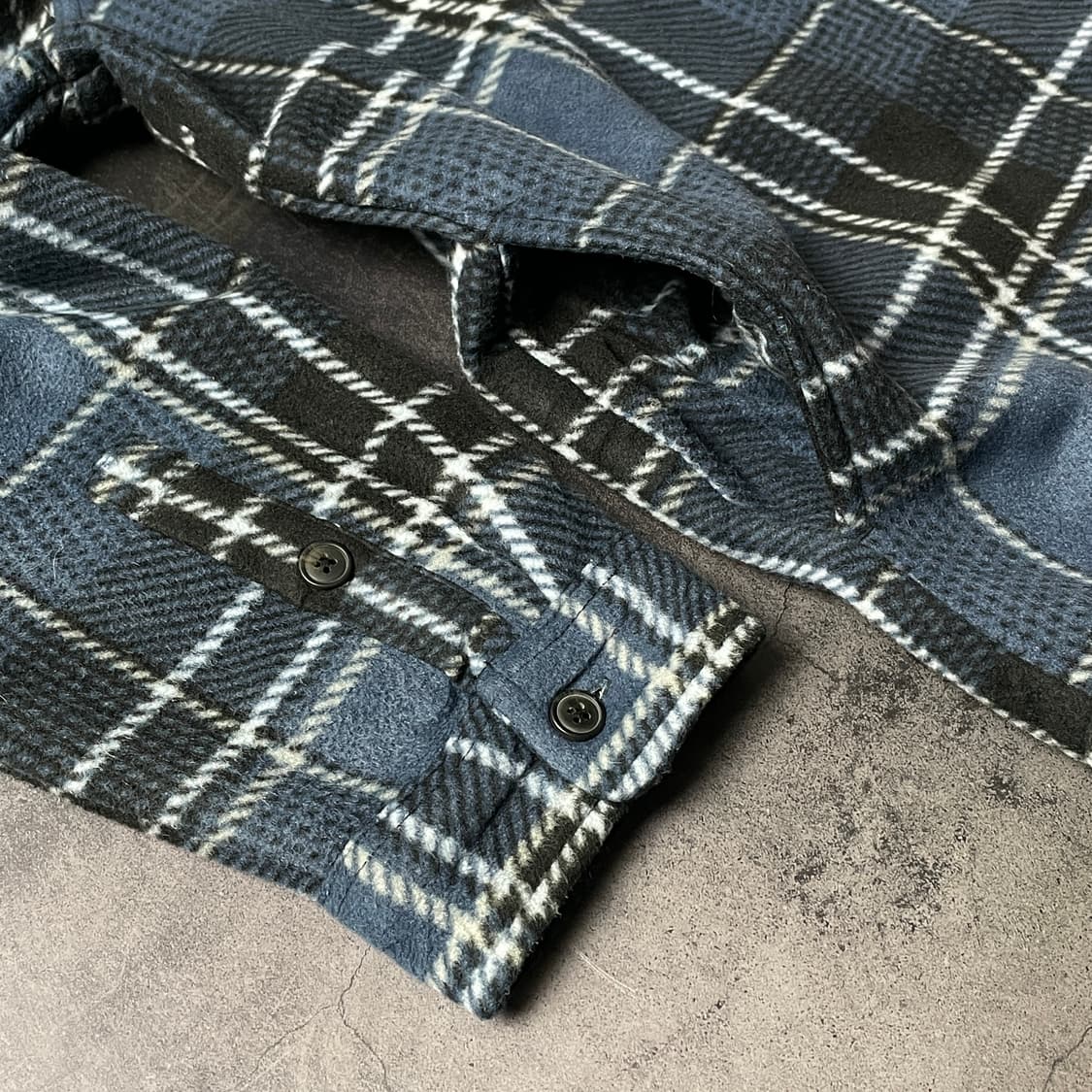 FREEDOM 빈티지 블루 체크 플리스 셰르파 셔츠자켓 A00467 상품이미지5