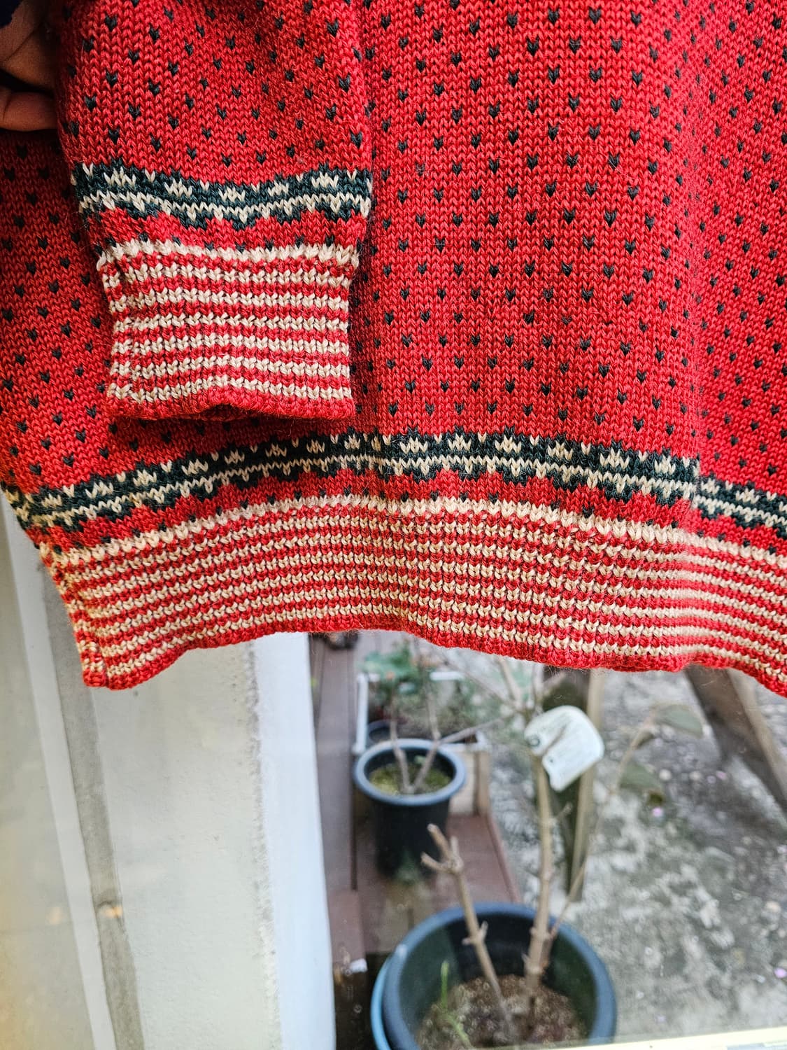 Japan GUY 오렌지 노르딕 V넥 울 니트 상품이미지5