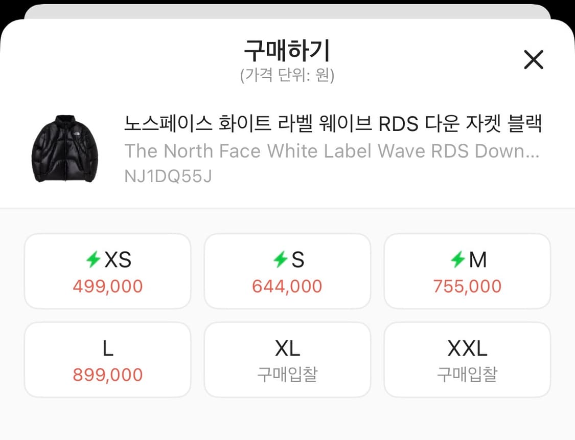 노스페이스 화이트 라벨 웨이브 RDS 다운 자켓 블랙 상품이미지2