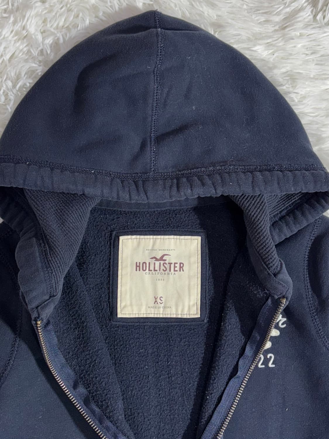홀리스터 다크네이비 딱붙핏 사이드로고 후드집업  상품이미지6