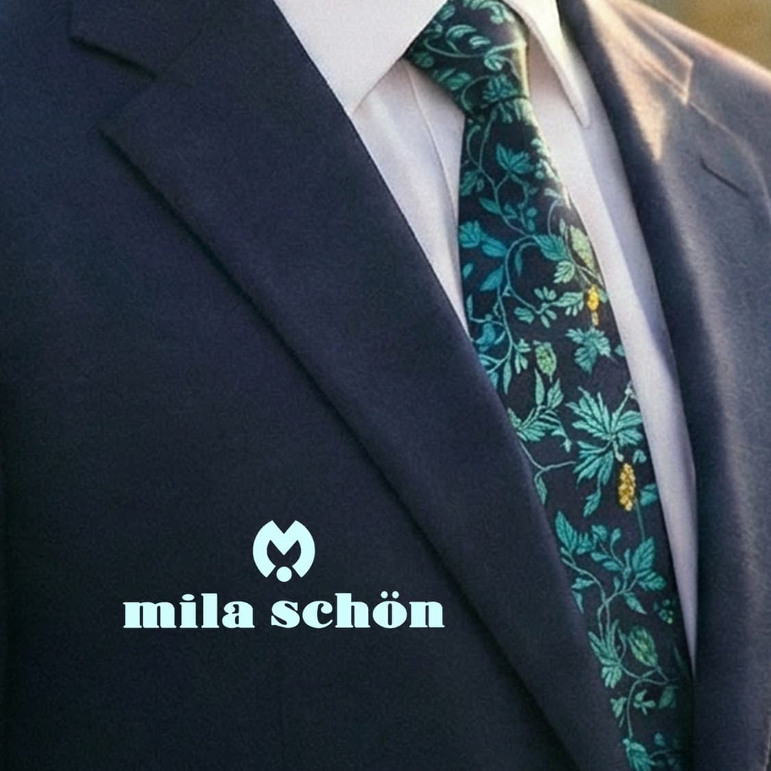 밀라숀 실크 네이비 플로럴 자카드 넥타이 8.9cm A+등급 A19556 상품이미지1