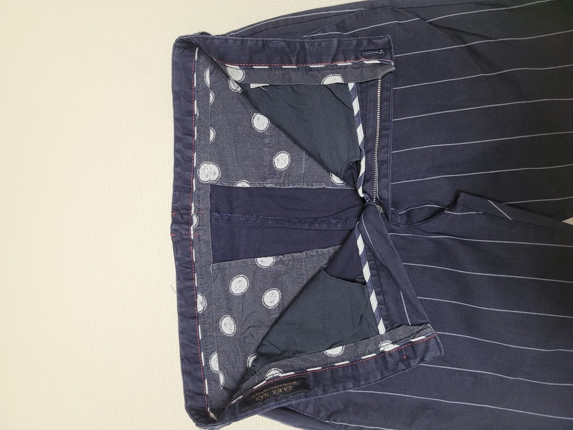 자라맨 ZARAMAN 스트라이프 면치노  34 네이비  상품이미지5