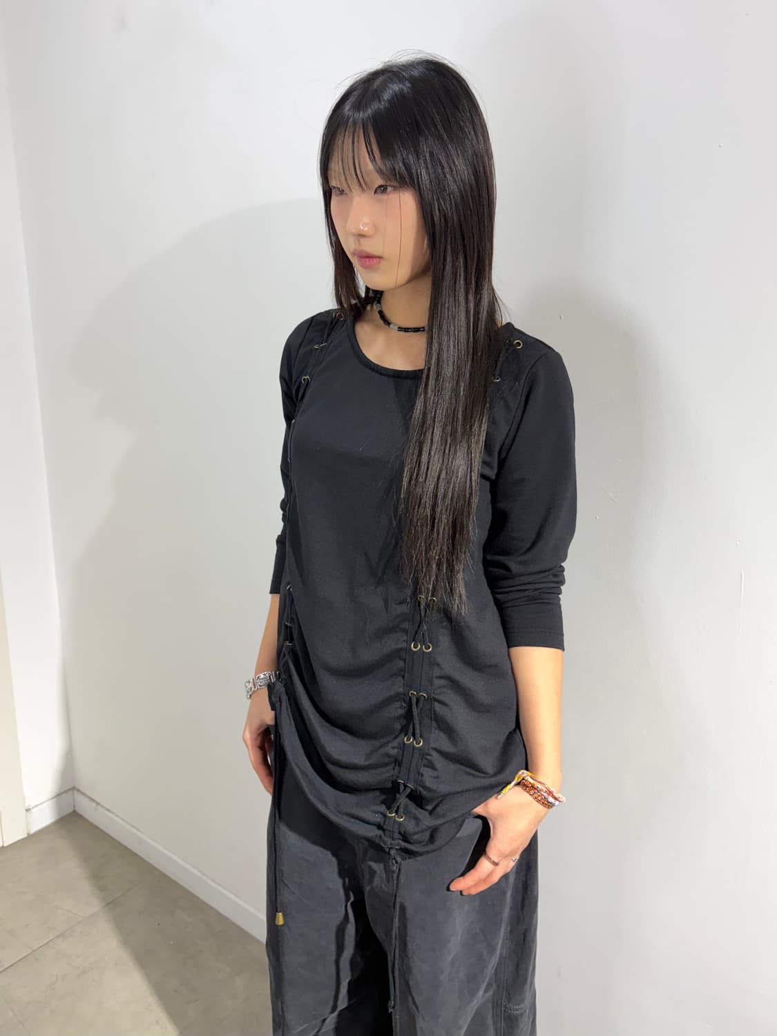 y2k 셔링 긴팔 티셔츠 슬리브 상품이미지1