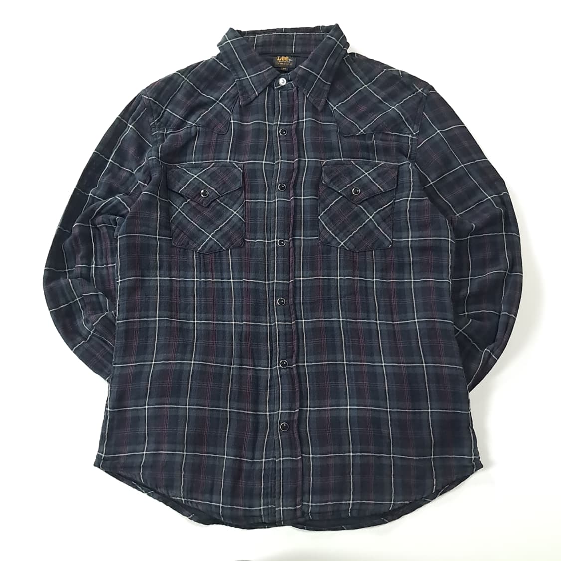 CK208 M 리 00s 일본판 코튼 웨스턴 타탄체크 네이비 셔츠 남방 상품이미지1
