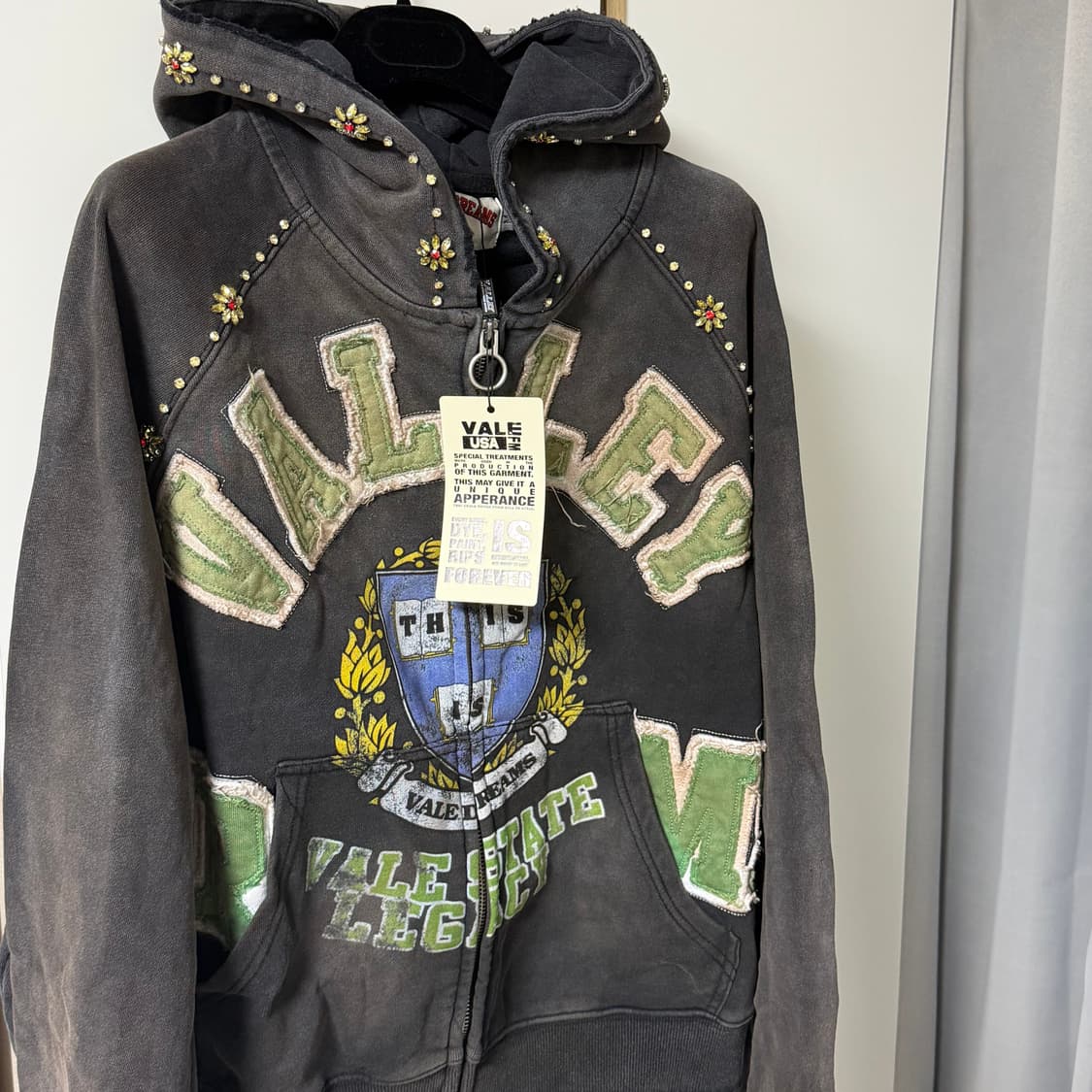 (M) Vale forever GEM ZIP UP 후드집업 블랙 상품이미지7