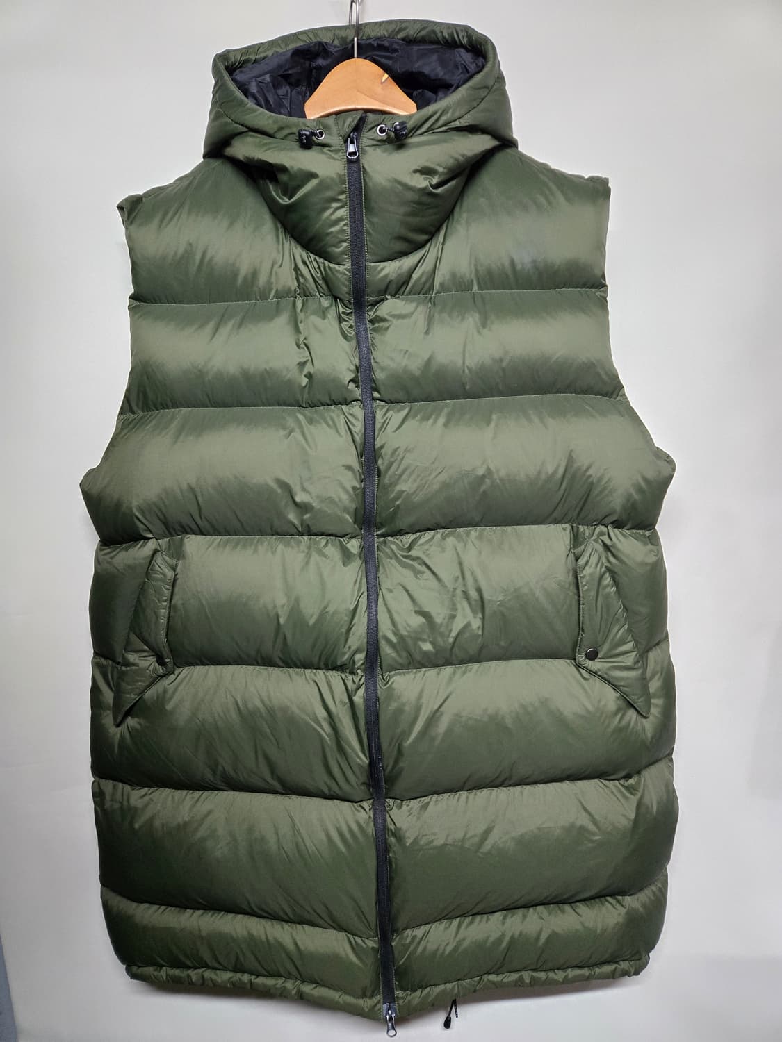 RED 후드 롱패딩 베스트 올리브 F 빅사이즈~120 상품이미지1