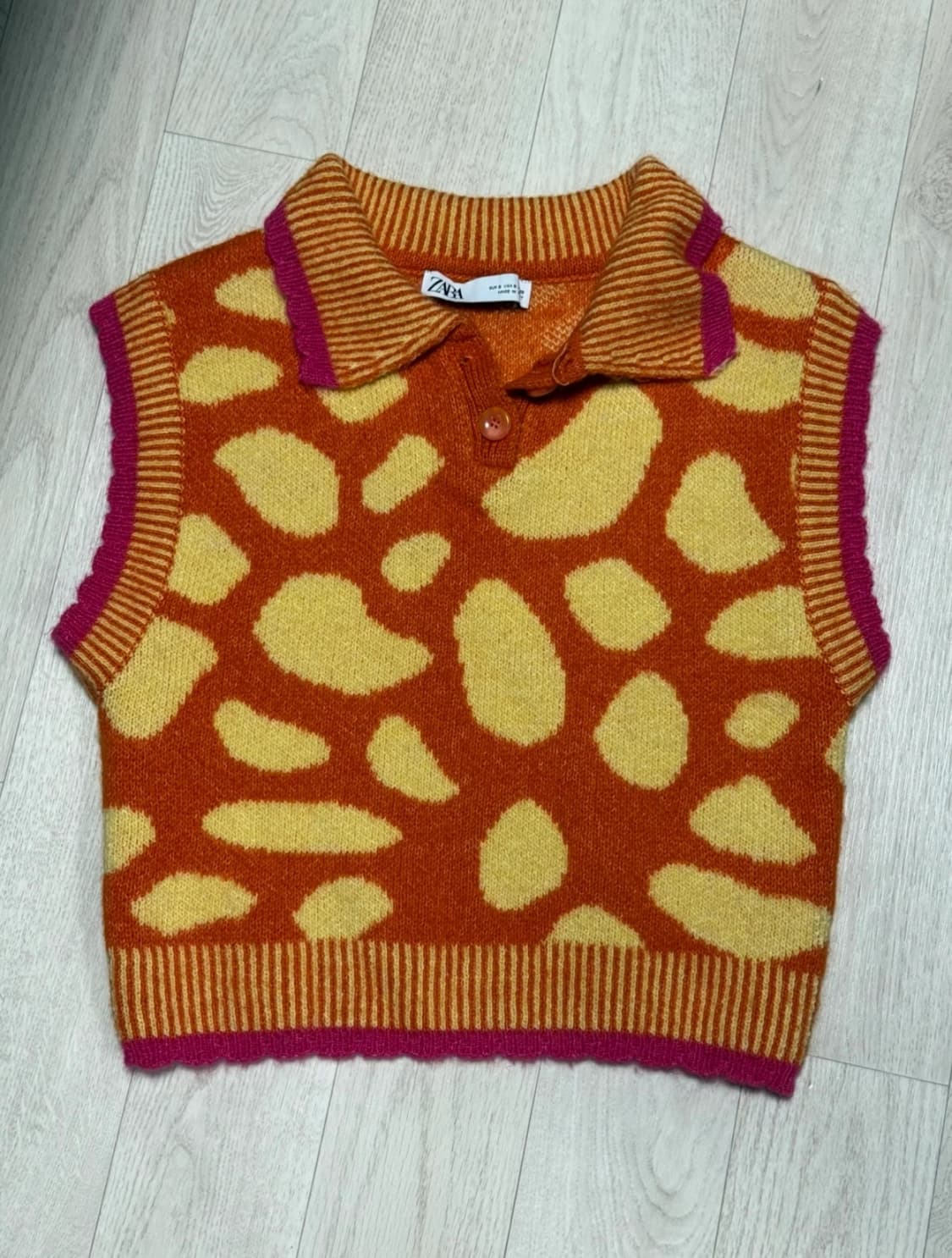 자라 자카드 호피 니트 베스트 상품이미지1