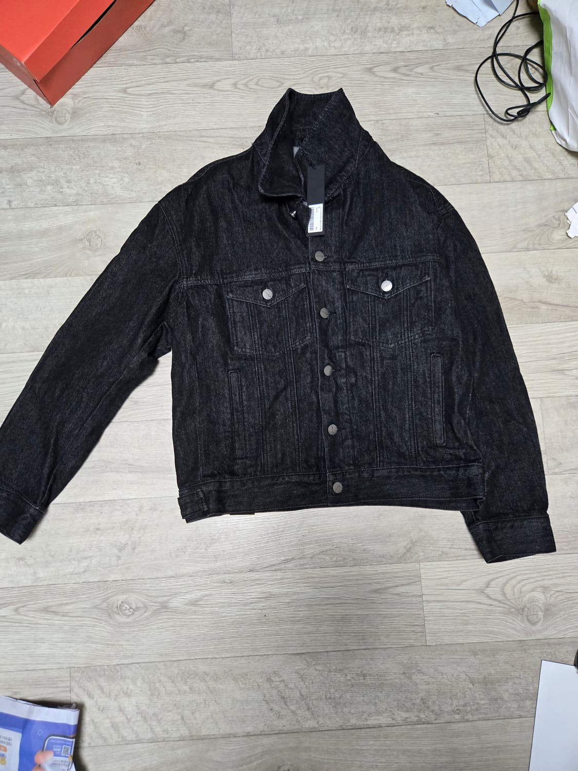 노이어 오버핏 크롭 데님 자켓 48 상품이미지2