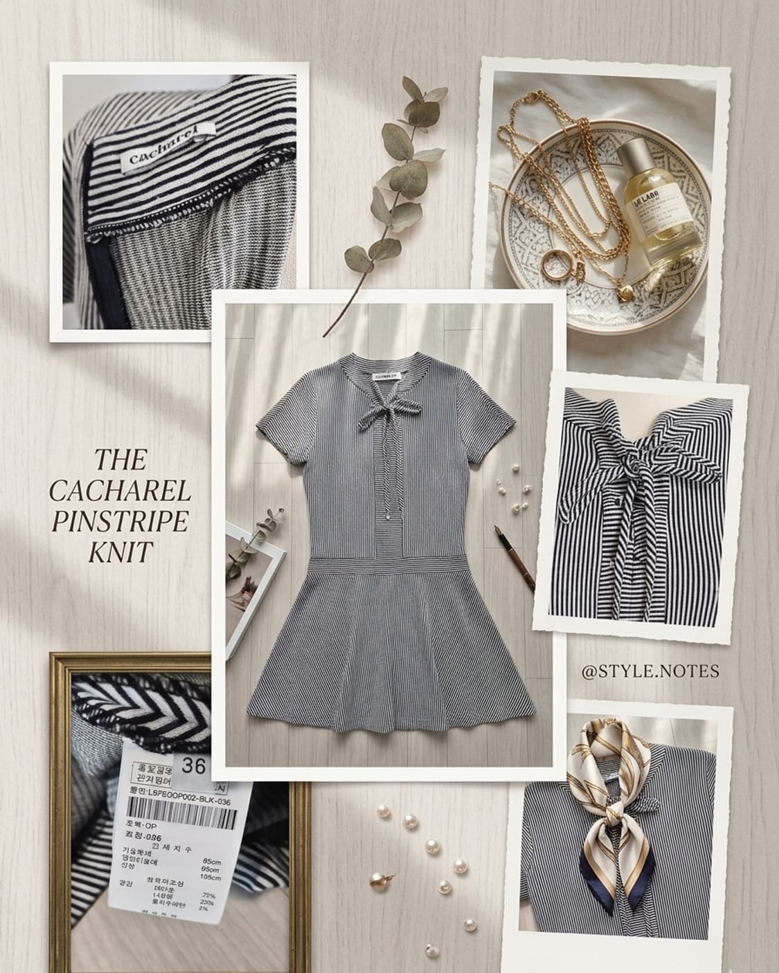 [프랑스 감성] 까샤렐(Cacharel)  스트라이프 리본 원피스 상품이미지1