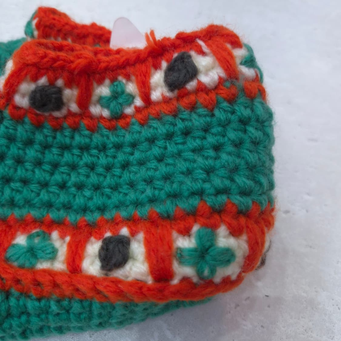 그린 레드 손뜨개 코바늘 니트 빈티지 룸슈즈 상품이미지4