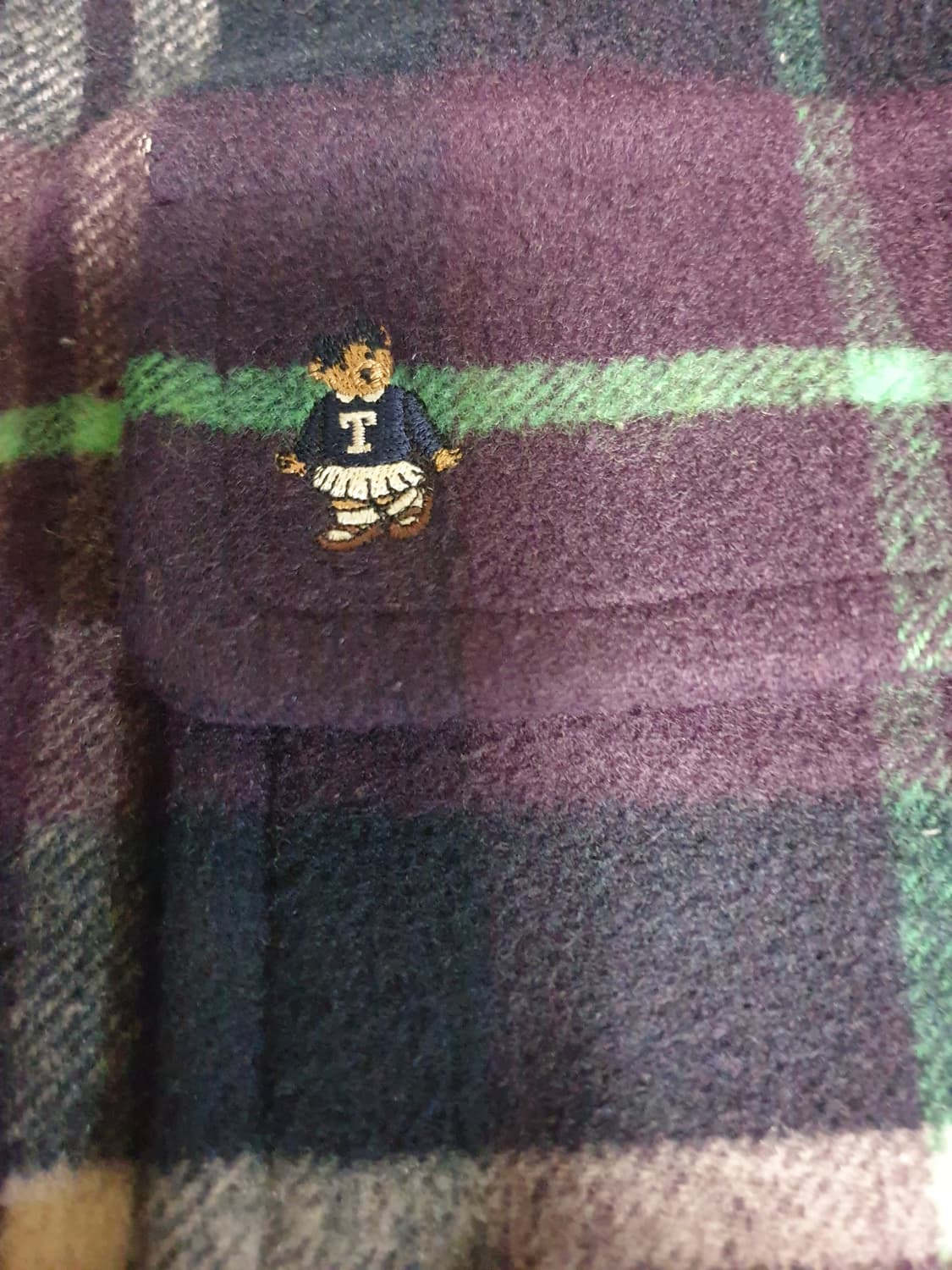 티니위비 빈티지 체크 울 더플코트 퍼플 (M) 상품이미지2