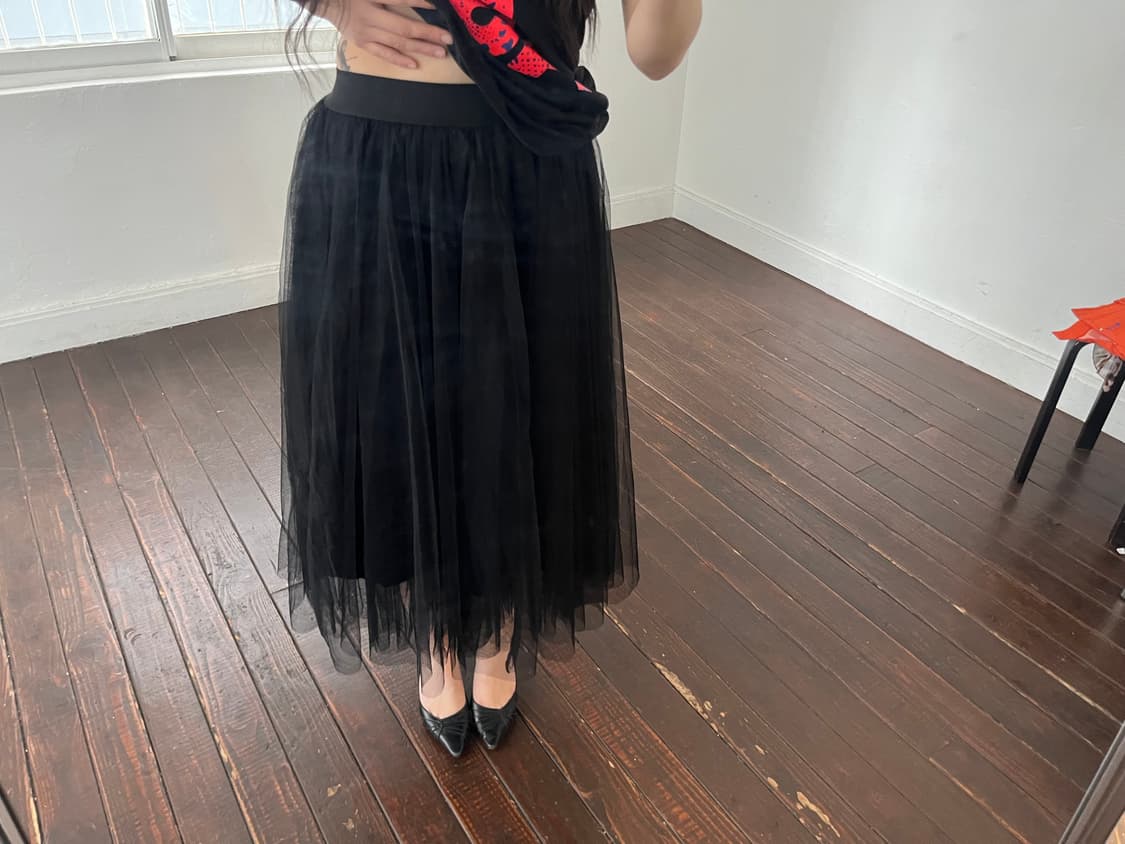 블랙 샤 스커트 상품이미지1