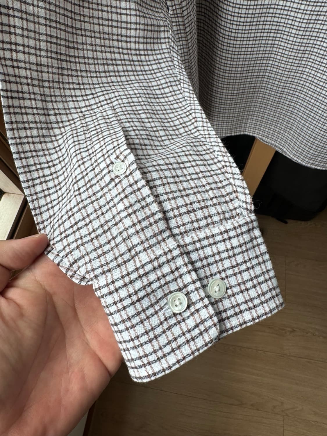 (1회착용) Massimo Dutti  린넨 체크 셔츠 XL 상품이미지8