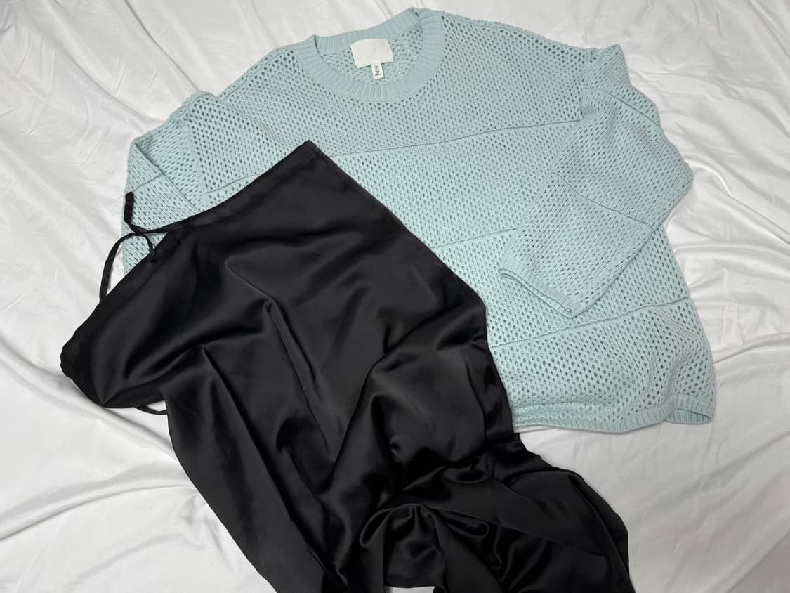 H&M 니트, 새틴 스커트 set 상품이미지1