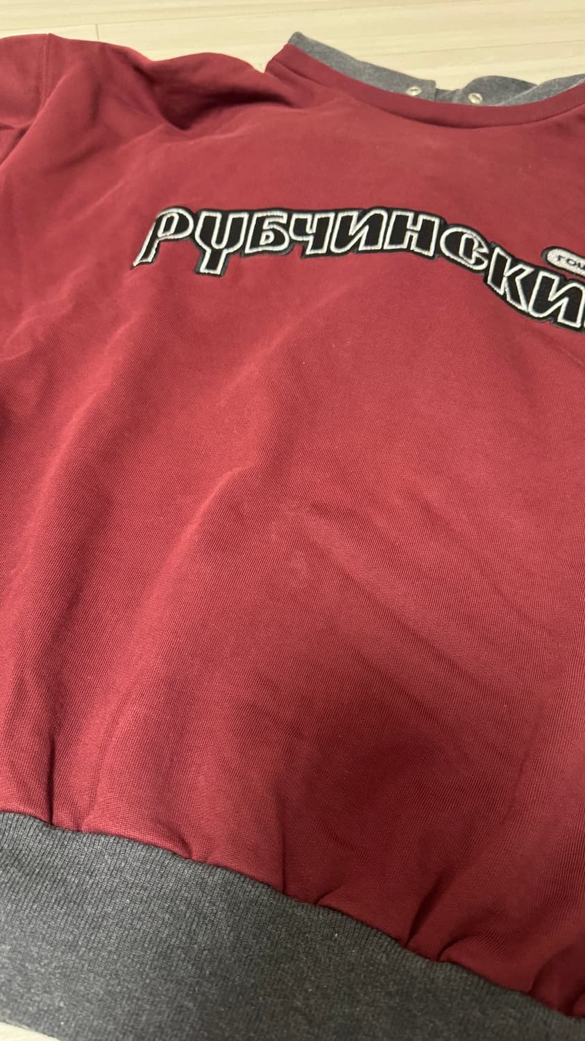 [L] 고샤루브친스키 리플렉티드 로고 콤보 레이어드 후드 버건디 상품이미지7